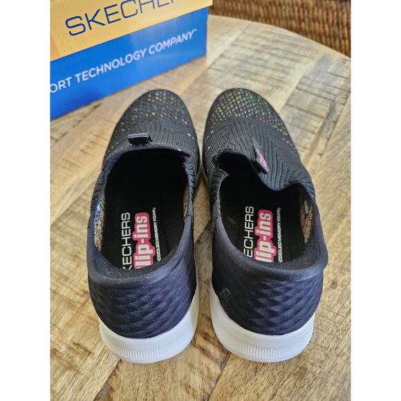 Skechers Go Walk 6 Slip-Ins Women Sz 7 Black Valentina Hands Free Shoes - Picture 5 of 11